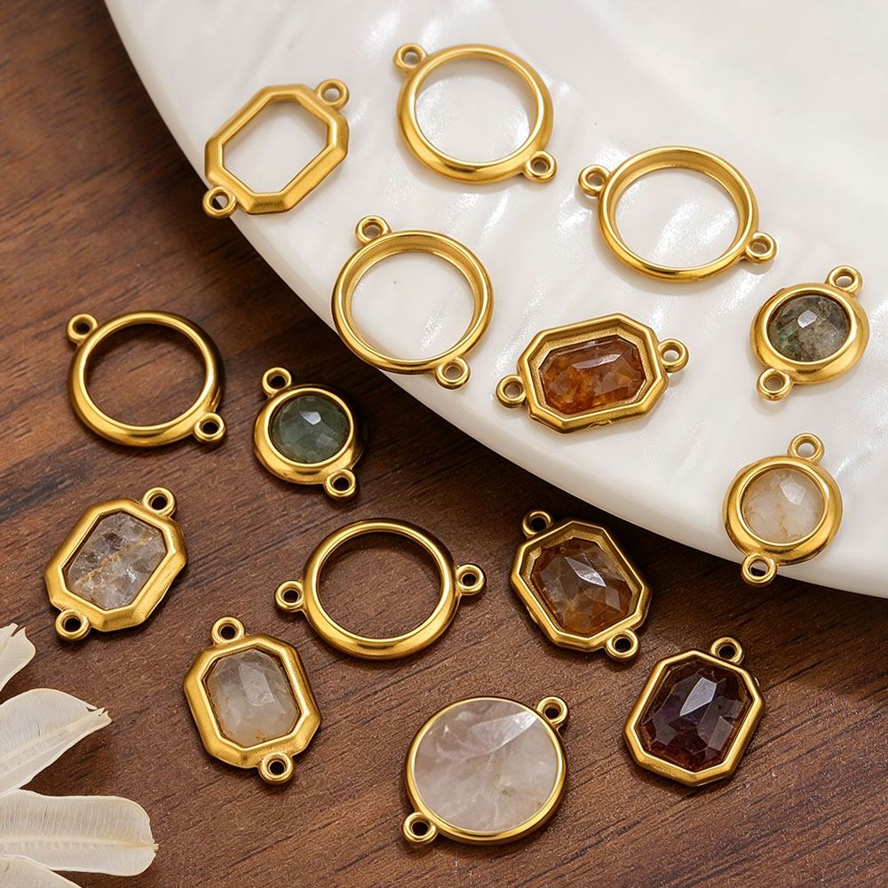 Bezels Set Pendant - 10 piezas de dijes circulares huecos